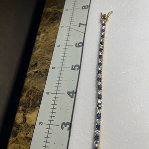 Elegant Goldtone and Blue Tennis Bracelet